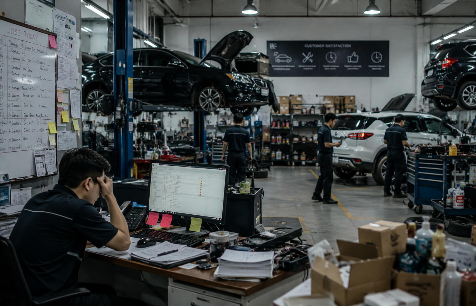 Vehicle history và customer CRM cho garage và car spa