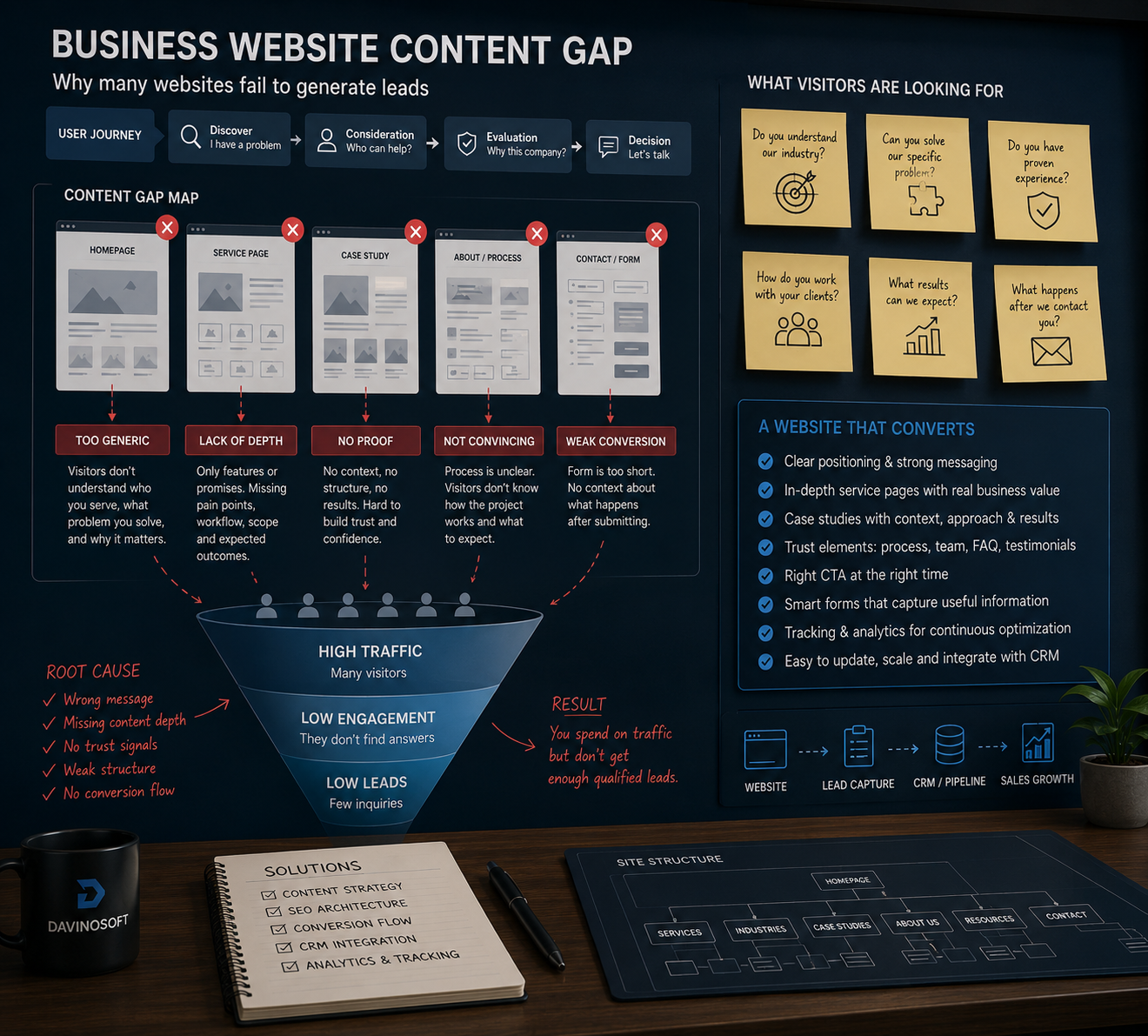Các lỗi phổ biến khi thiết kế website doanh nghiệp gồm nội dung sơ sài, SEO yếu và tỷ lệ chuyển đổi thấp
