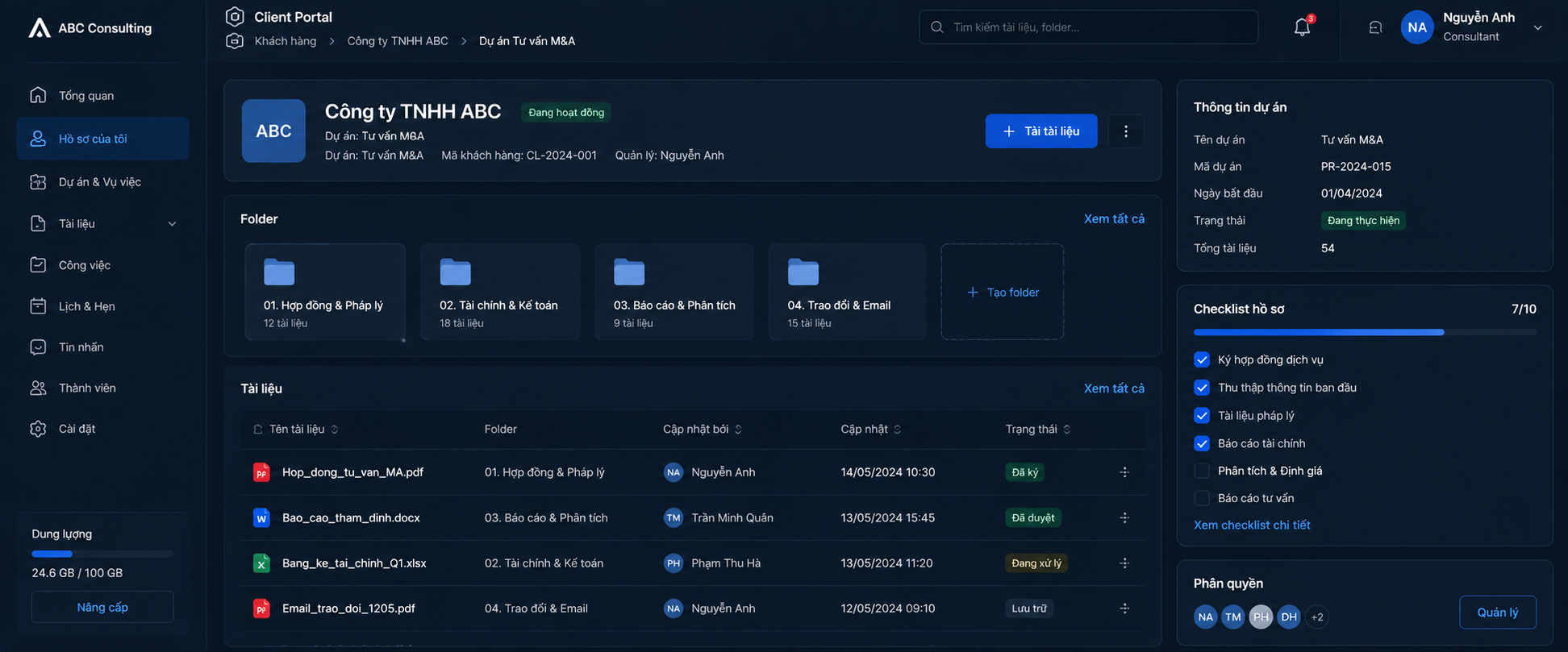 Client portal và hệ thống quản lý hồ sơ khách hàng doanh nghiệp