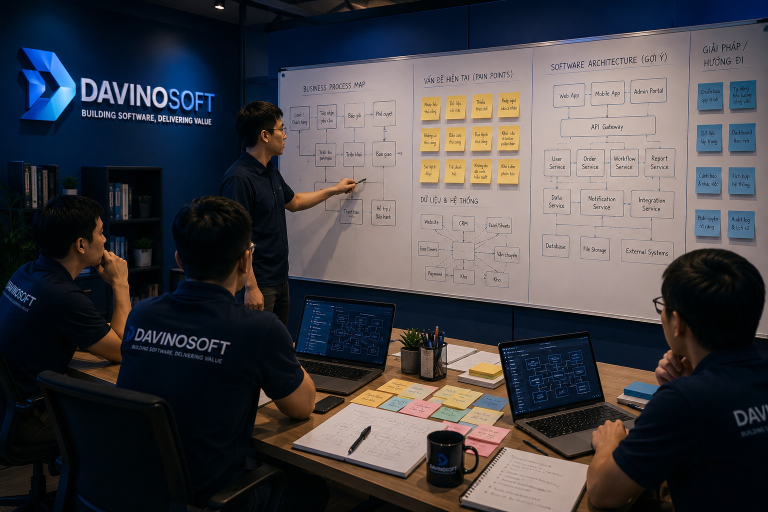 DavinoSoft audit workflow vận hành SME và thiết kế kiến trúc phần mềm theo yêu cầu