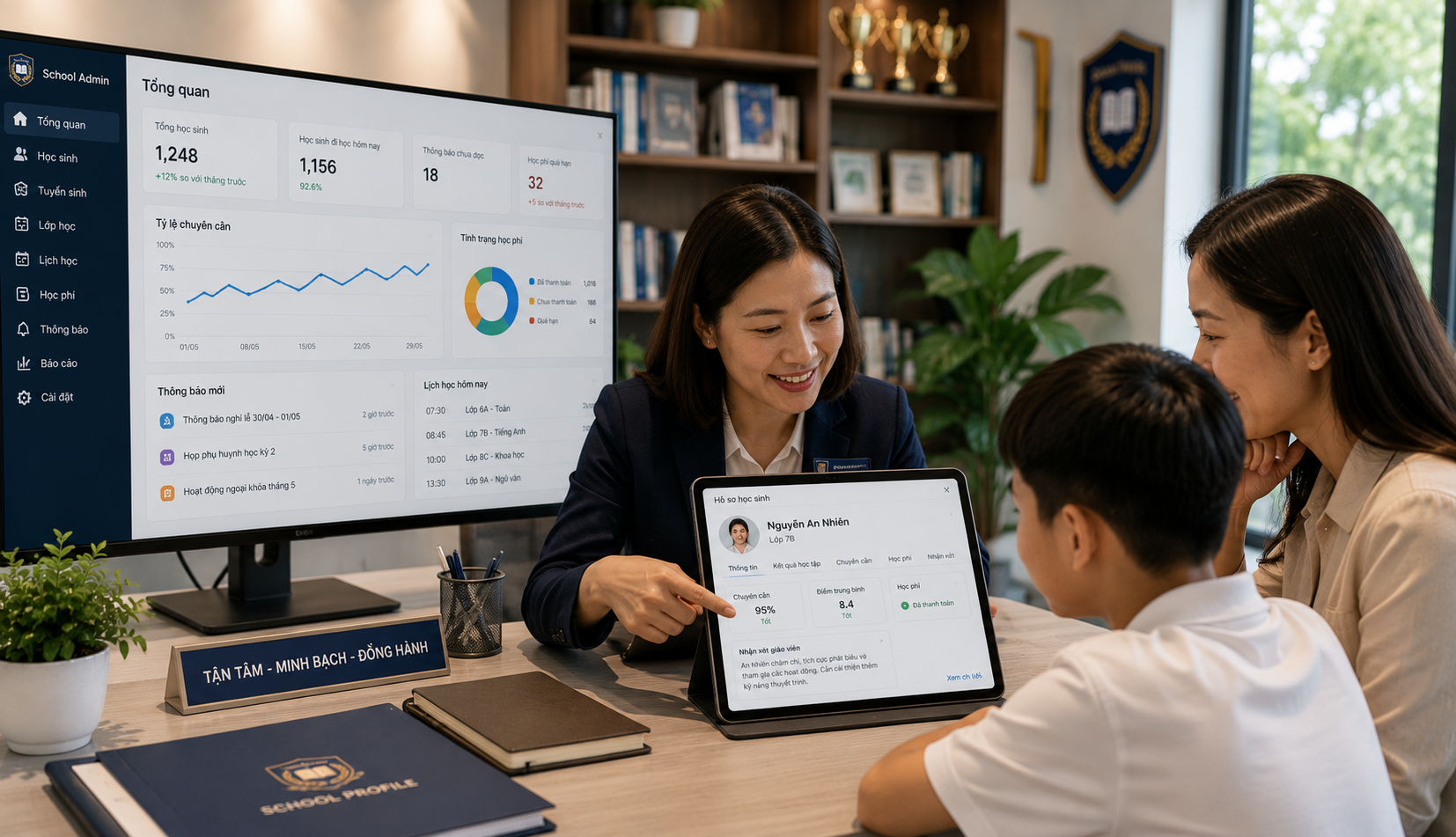 Website và hệ thống quản lý trường học với parent portal và student portal