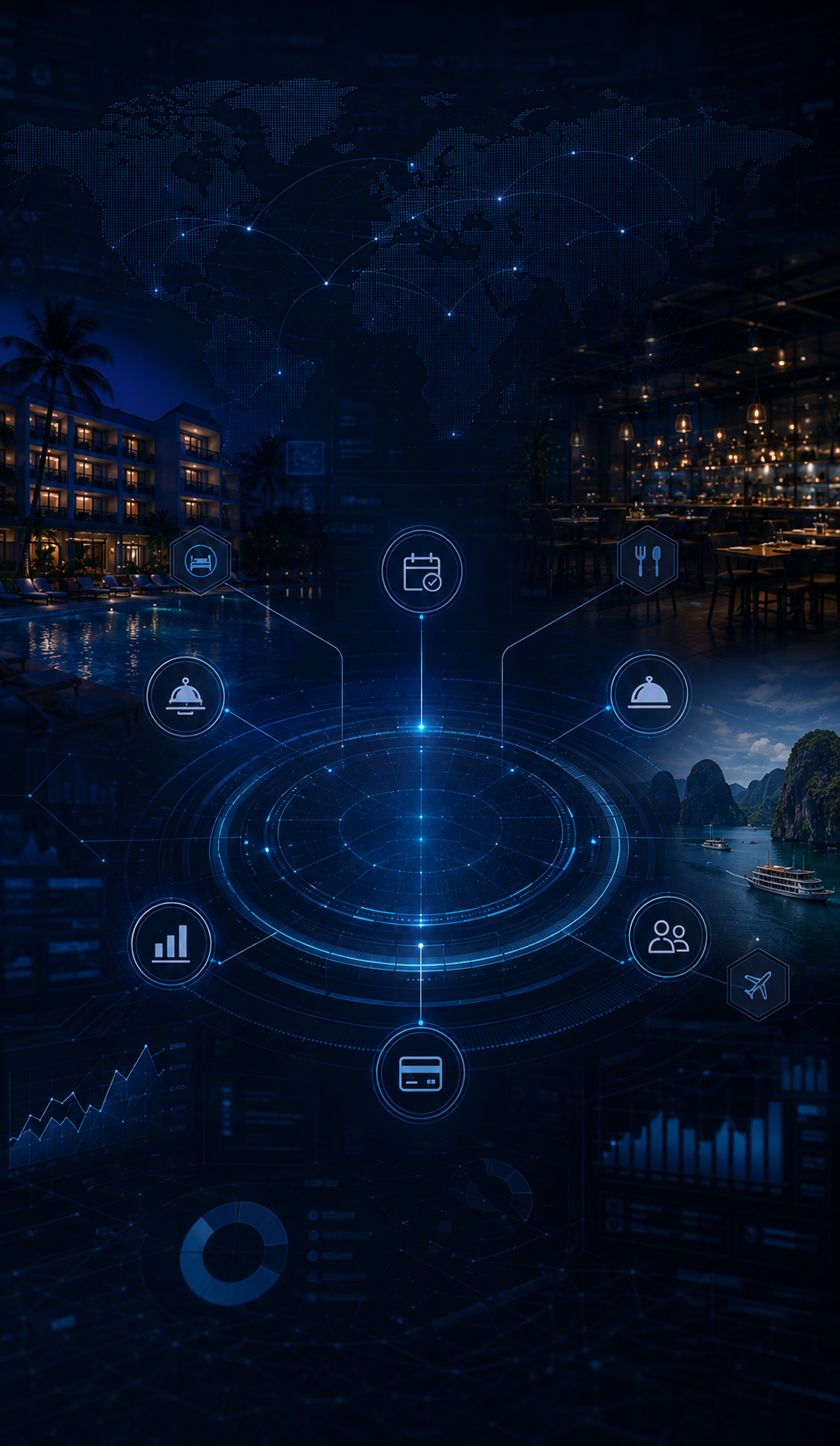 Hệ thống quản lý vận hành hospitality tích hợp booking, POS, CRM, loyalty và dashboard dữ liệu