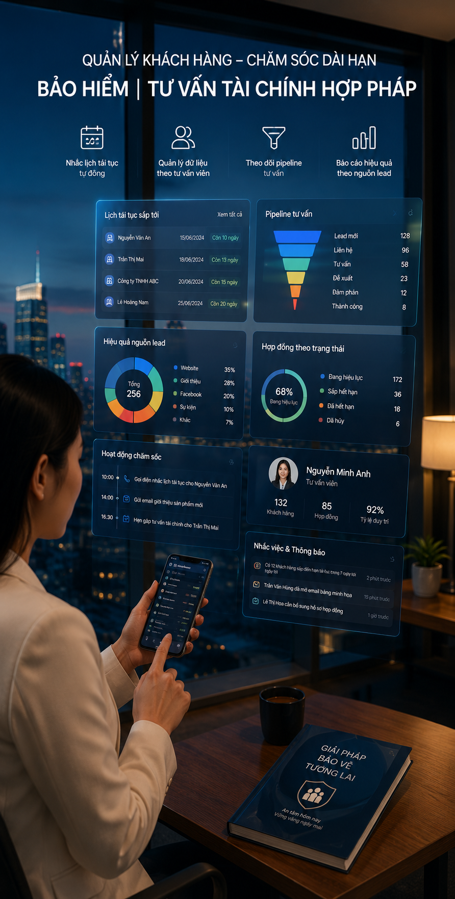 CRM quản lý khách hàng và lịch tái tục cho tư vấn bảo hiểm