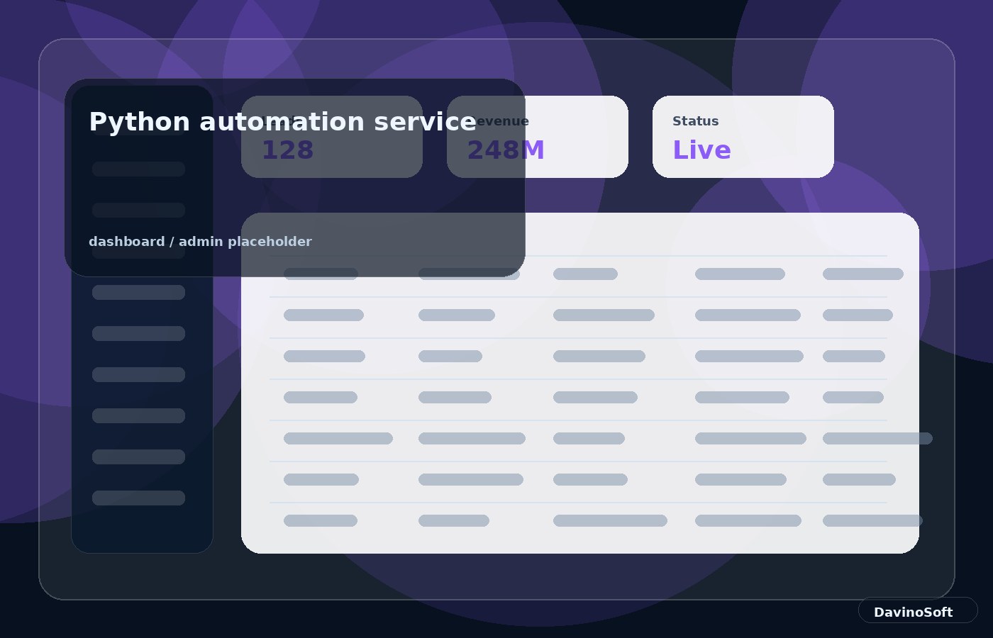 Python automation service dashboard illustration