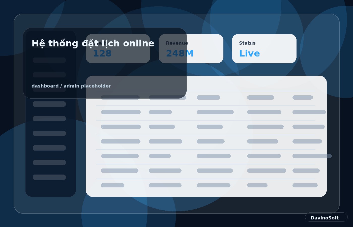 Hệ thống đặt lịch dịch vụ dashboard