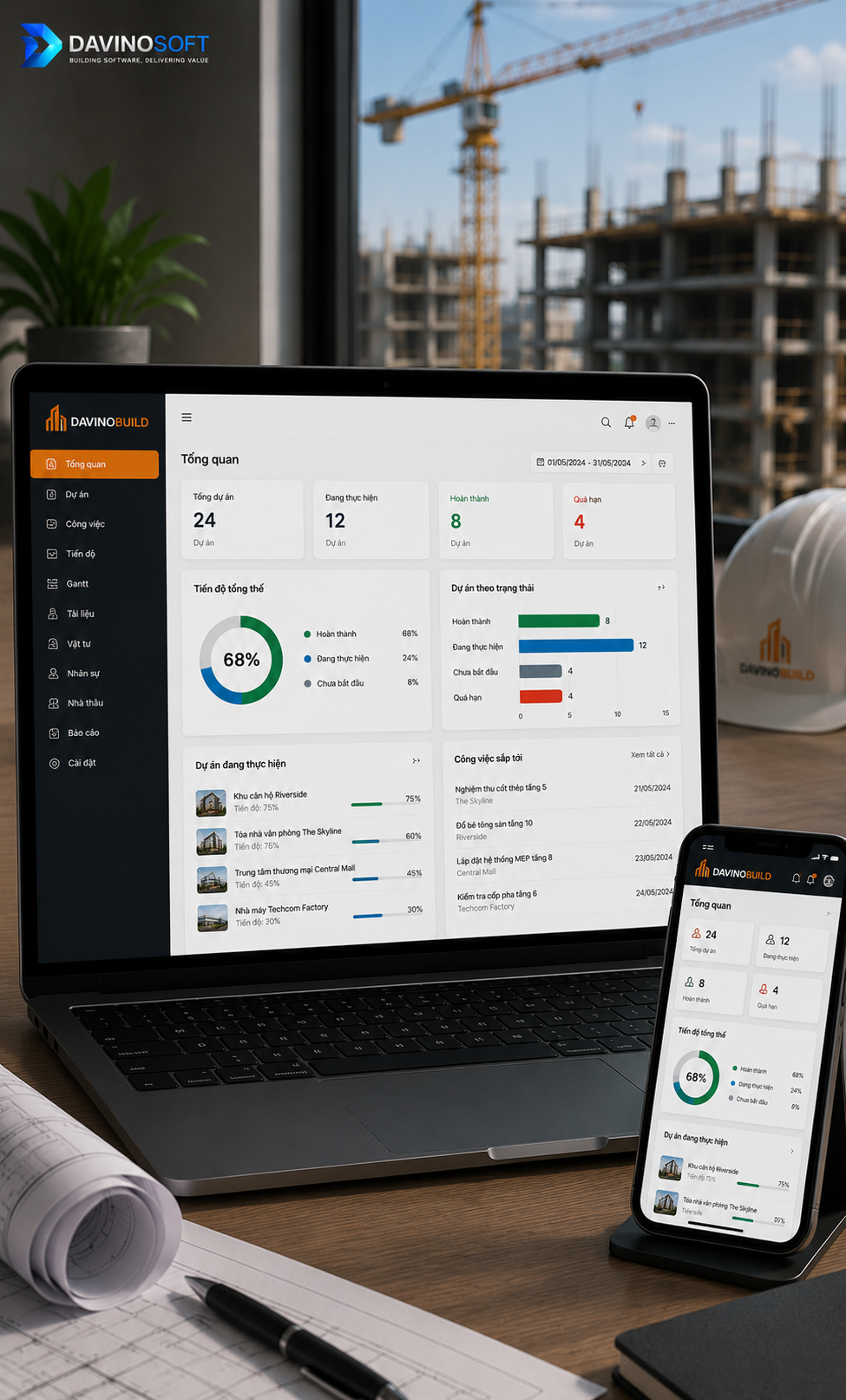 Website công ty xây dựng dashboard