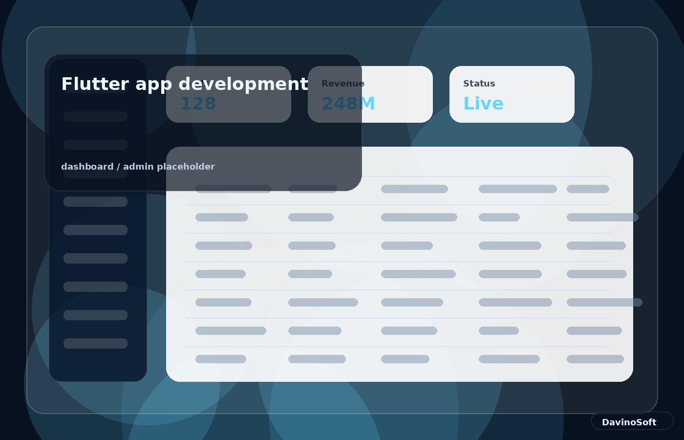 Flutter app development dashboard illustration