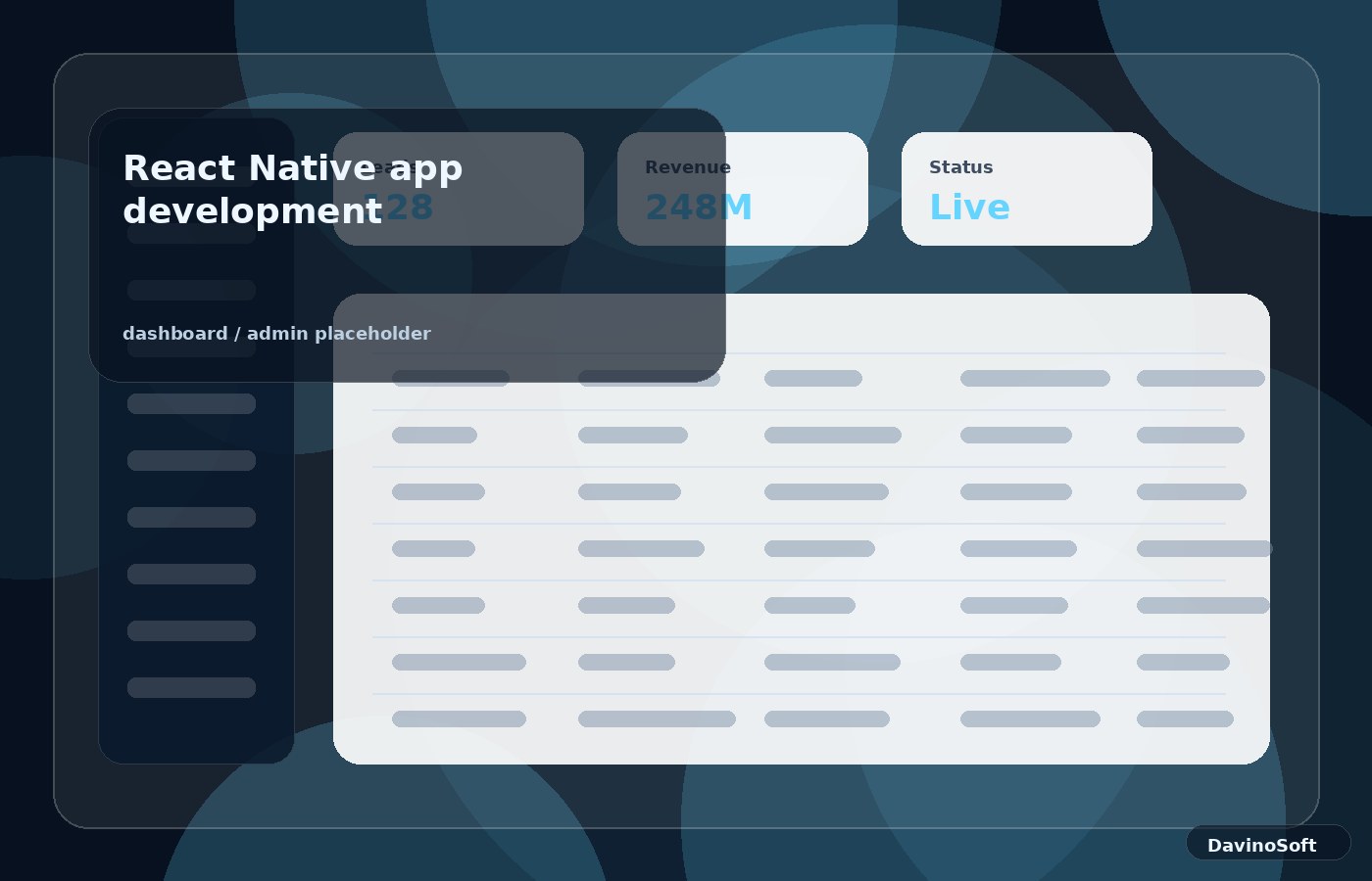 React Native app development dashboard illustration