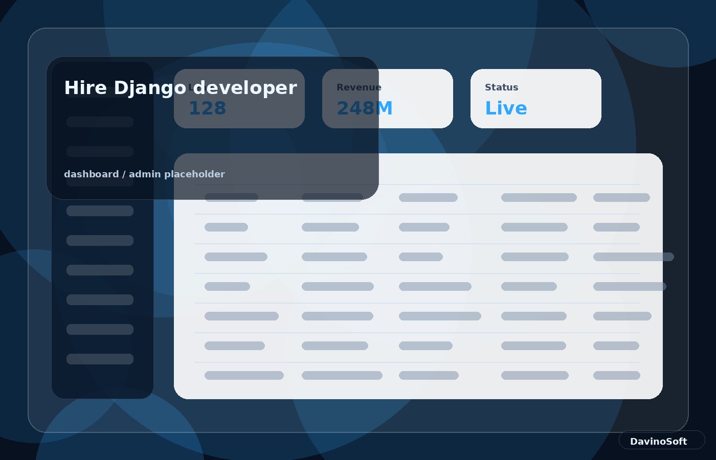 Hire Django developer dashboard illustration