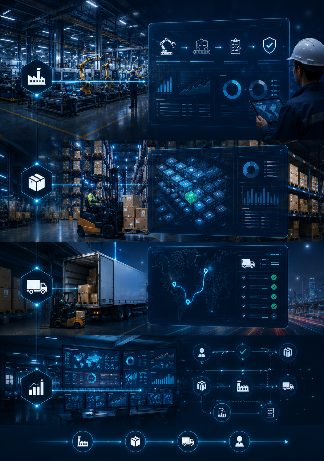 Hệ thống traceability theo batch và workflow vận hành manufacturing logistics