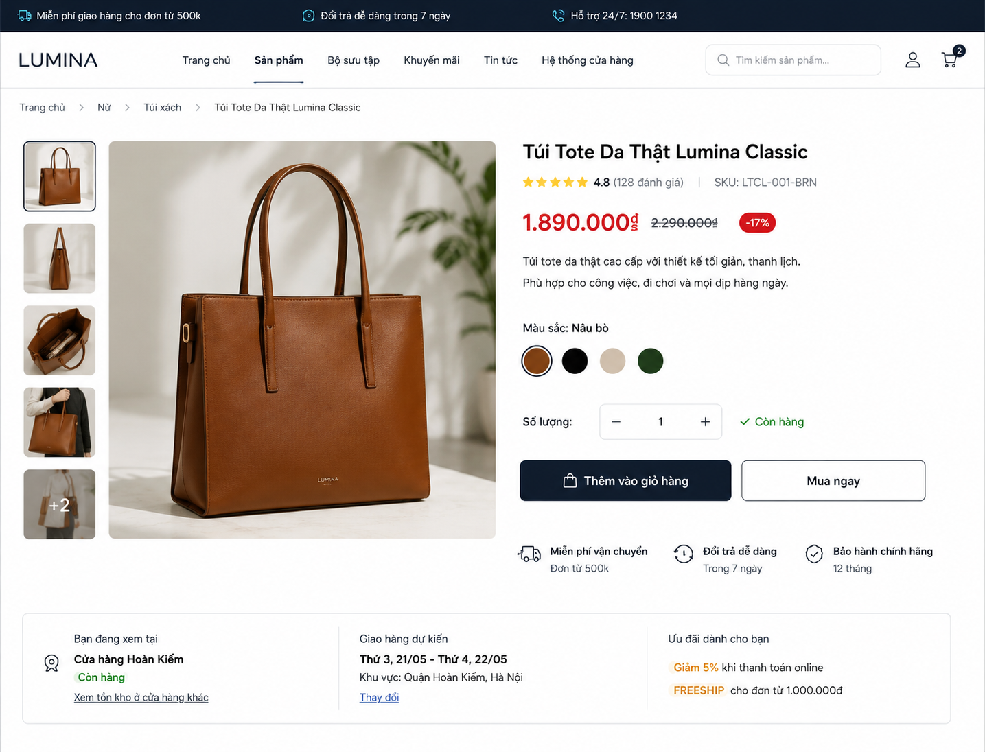 Trang sản phẩm ecommerce cho retail và bán hàng đa kênh